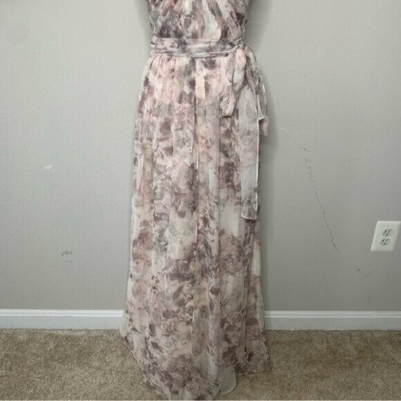 Jenny Yoo Strapless Sweetheart Floral Chiffon Maxi Gown - Picture 8 of 15